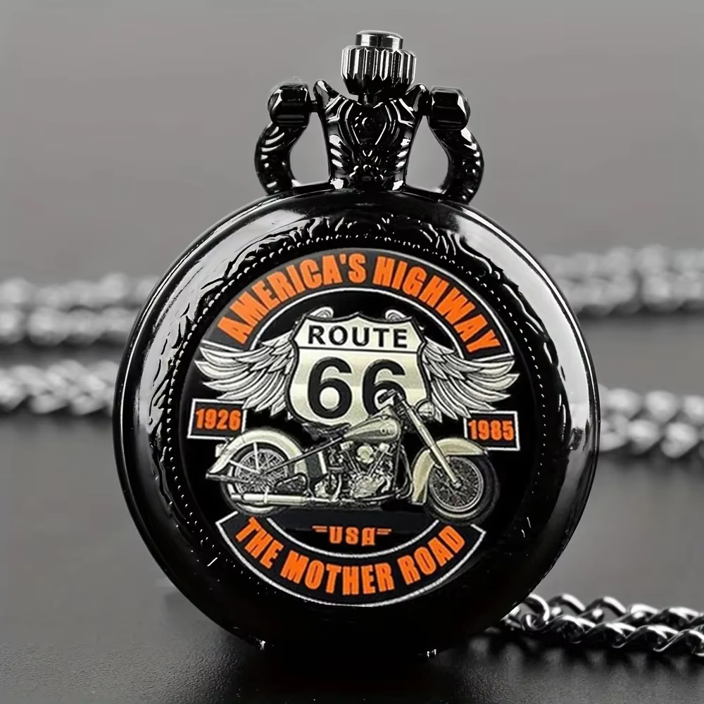 Vintage Collectible Glass - Reloj de Bolsillo Retro Negro Route