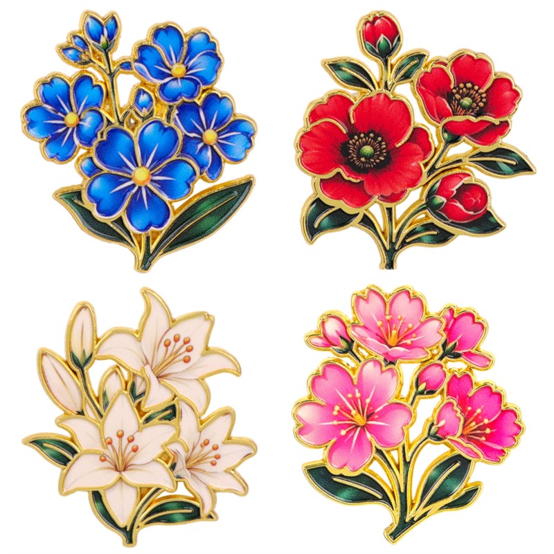 Vintage Items - Bonito Broche de Esmalte Floral Vintage