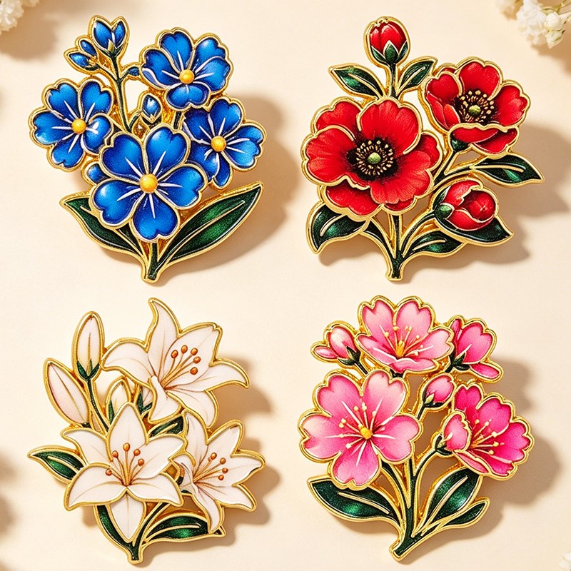 Bonito Broche de Esmalte Flora - Vintage Items reseña y precio