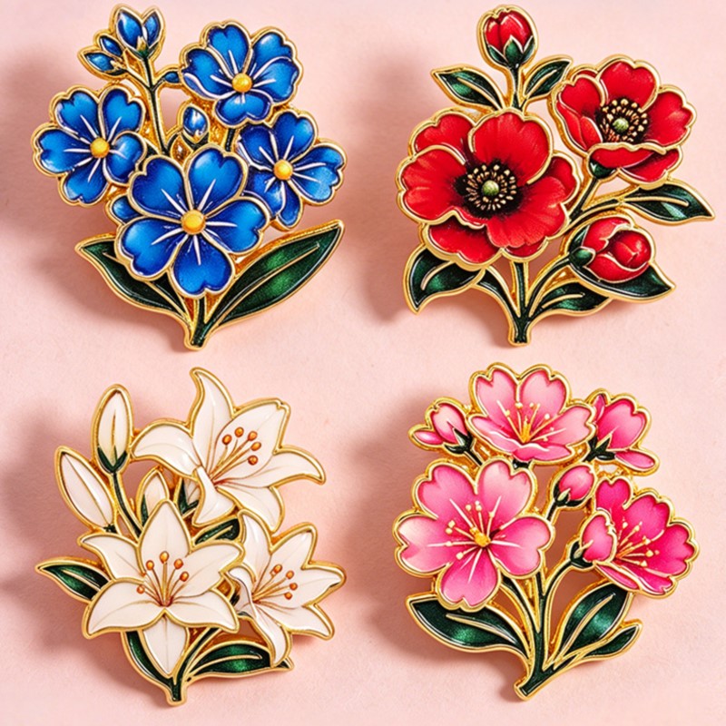 Bonito Broche de Esmalte Flora - Vintage Items reseña y precio